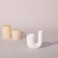 White Ceramic Candle Holder, Modern Aesthetics for Table Centerpiece and Fireplace Decor.
