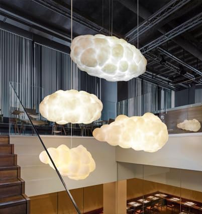 Modern Ceiling pendant Light, Creative Cloud Shaped, Floating Cloud Ceiling Pendant Lights, Cotton Chandeliers fit all Rooms and spaces (60X35X26)