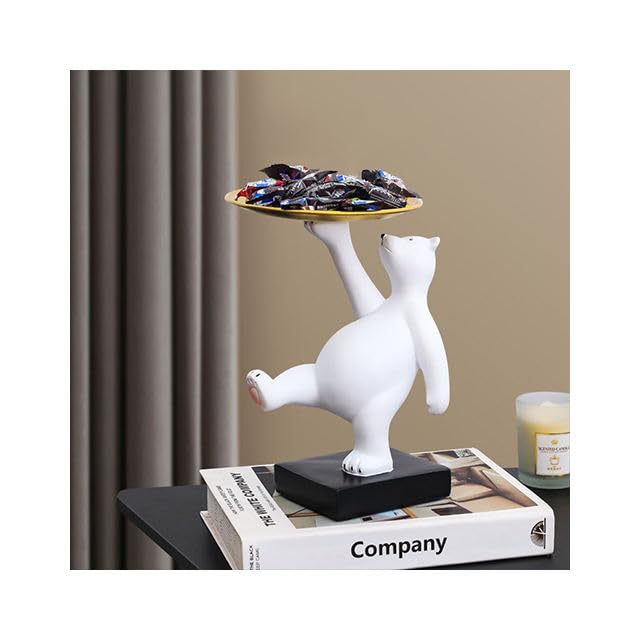 Polar Bear  Resin Statue Storage Tray. Whimsical Home and Office Decor.