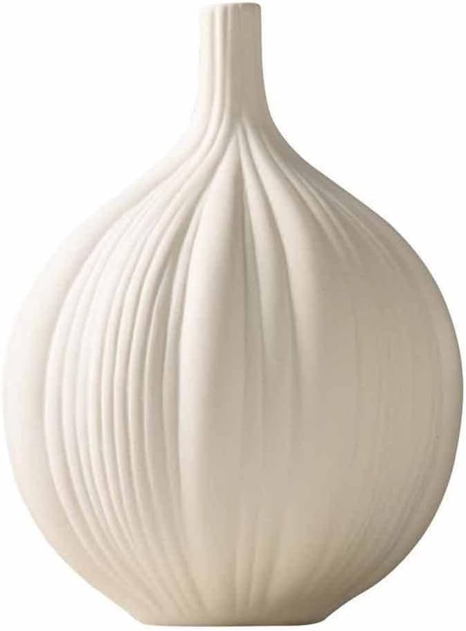 Bore Ceramic Vase Modern White Elegant Small Bore Ceramic Vase Garlic Shape Decorative Dried Flower Arrangement Flower Vase