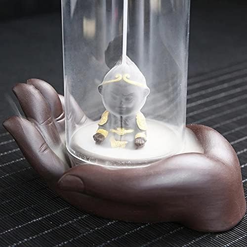 Electric Backflow Incense Burner with Wind-Proof Ceramic Holder and Clear Acrylic Design.