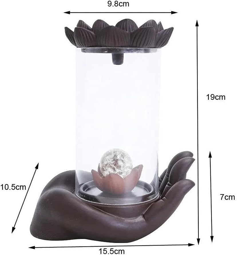 Electric Backflow Incense Burner with Wind-Proof Ceramic Holder and Clear Acrylic Design.