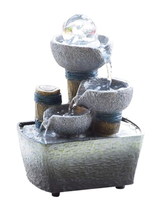 Indoor Rockery Desktop Mountain Waterfall Fountain with Rolling Ball Water Wheel.