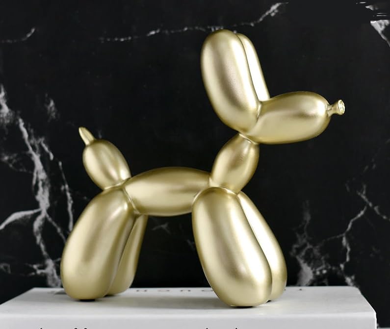 Gold Metallic Balloon Dog Sculpture, Playful and Elegant Art Piece for Home Decor.