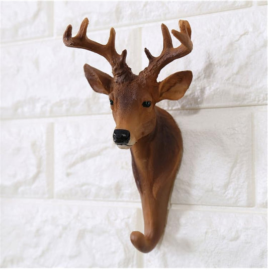 American Retro Cafe Bar Animal Wall Hanging Deer Head Decorative Pothook - Exquisite Resin Coat Hook"