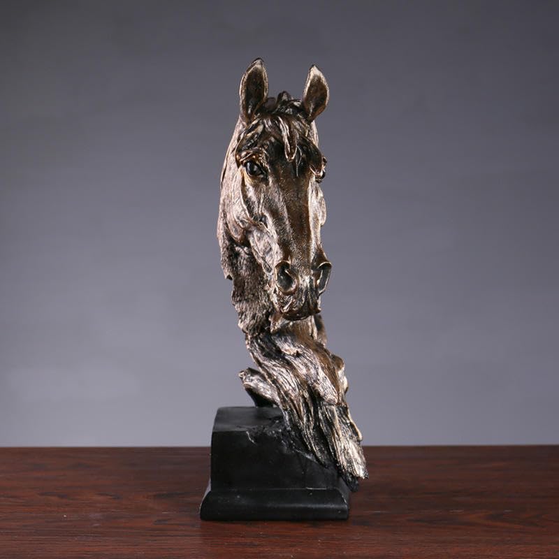 Retro Horse Resin Sculpture, Elegant Desktop Decoration in Timeless Black Hue.