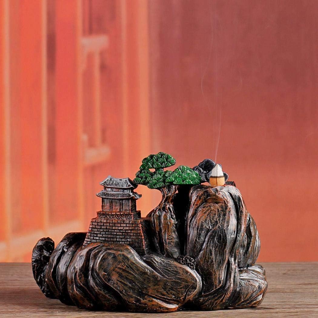 Handmade Resin Incense Holder, Conical Mountain Landscape Design for Serene Aromatherapy Experience.