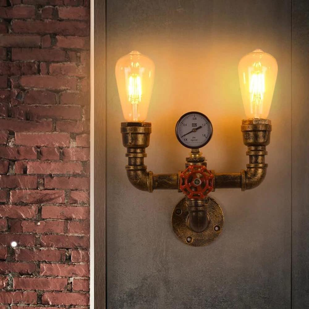 Industrial Loft Water Pipe Wall Lamp, Vintage Charm for Modern Spaces.