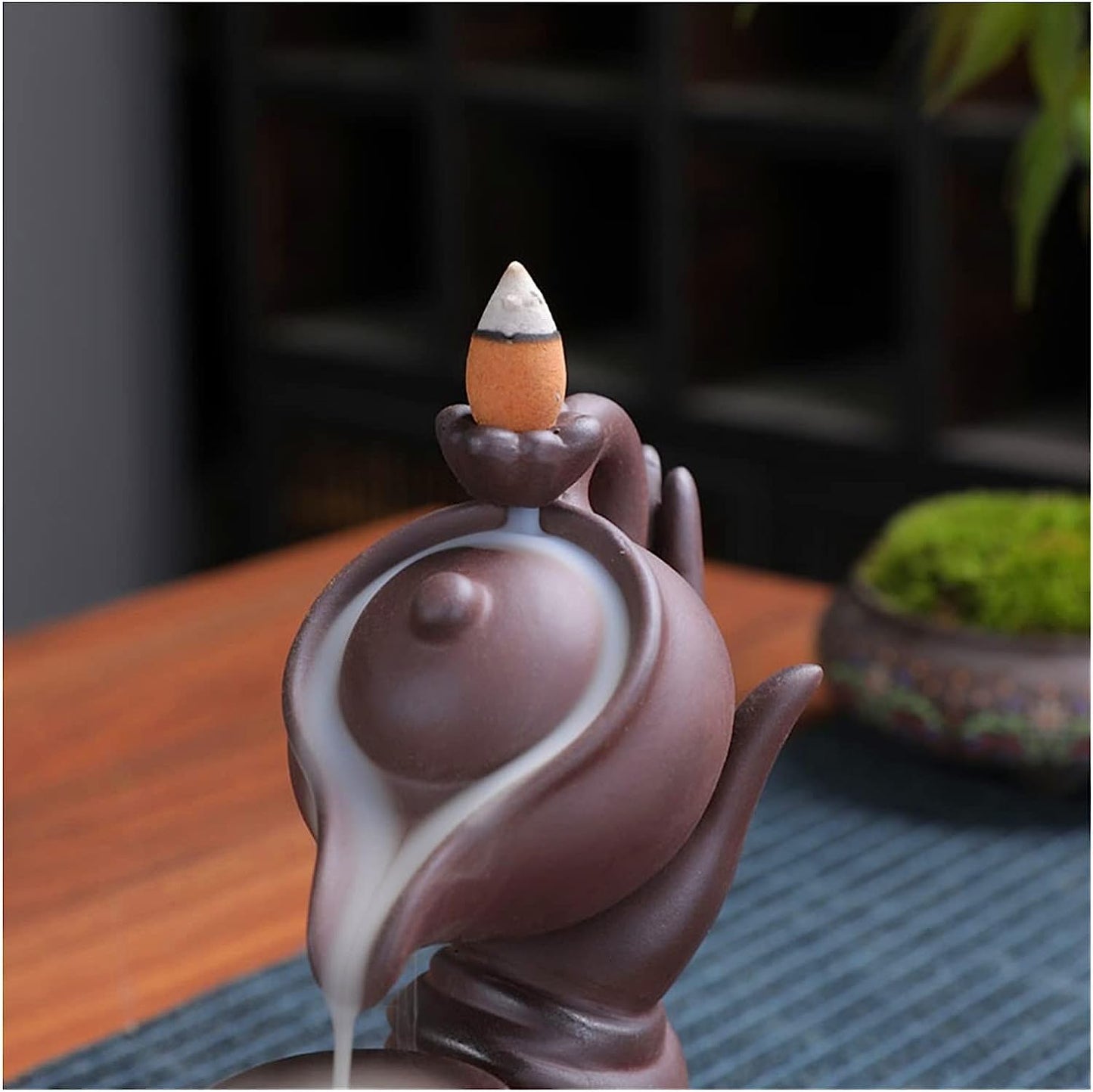 Tea Kettle Serenity, Ceramic Backflow Incense Holder and Burner.