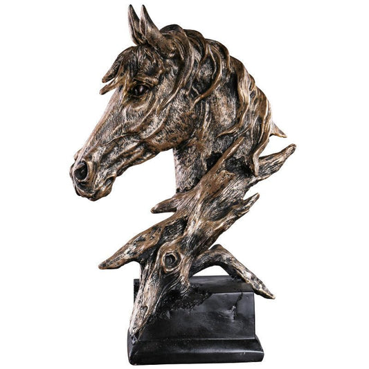 Retro Horse Resin Sculpture, Elegant Desktop Decoration in Timeless Black Hue.