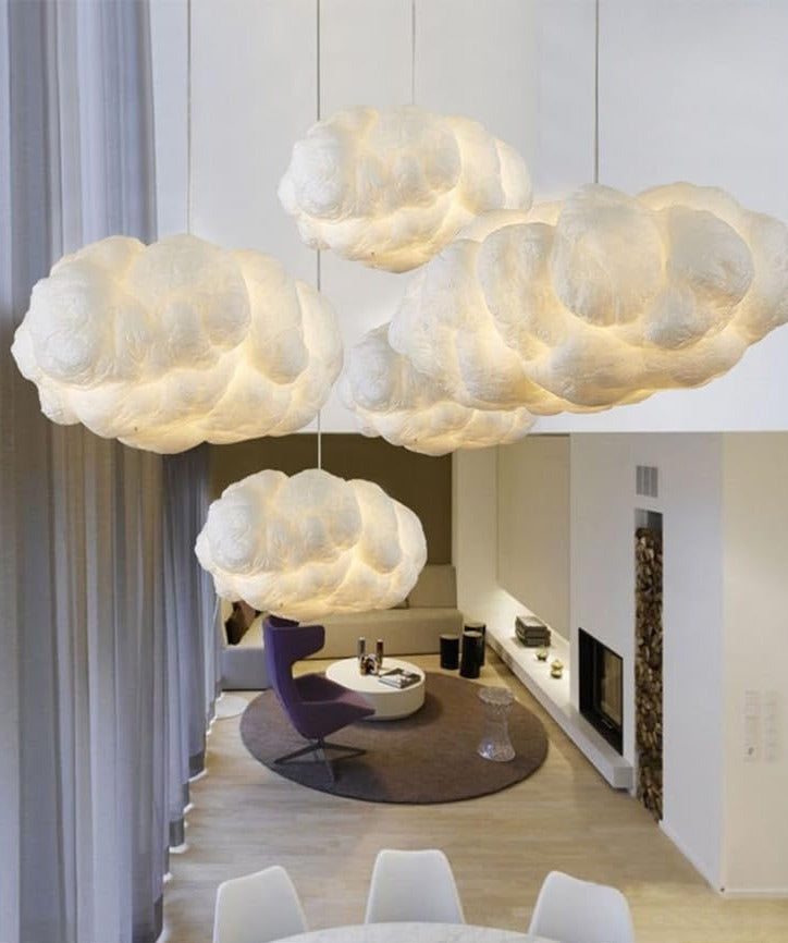 Modern Ceiling pendant Light, Creative Cloud Shaped, Floating Cloud Ceiling Pendant Lights, Cotton Chandeliers fit all Rooms and spaces (150X60X40)