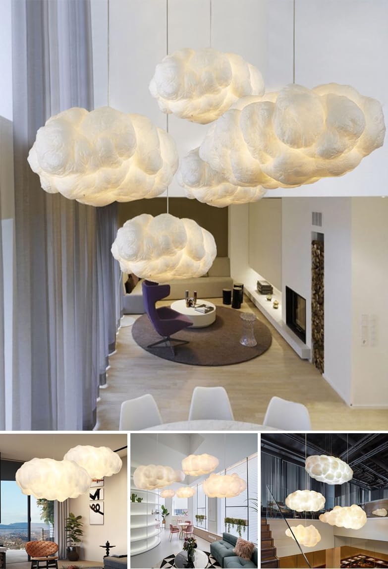 Modern Ceiling pendant Light, Creative Cloud Shaped, Floating Cloud Ceiling Pendant Lights, Cotton Chandeliers fit all Rooms and spaces (90x40x28)