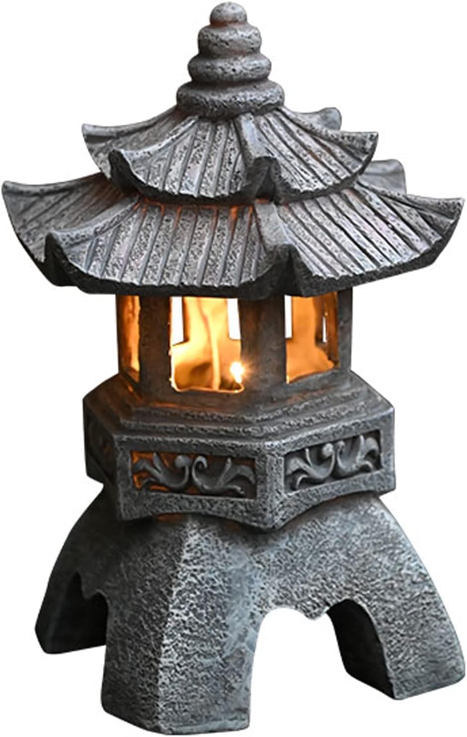 Solar Zen Pagoda Lantern, Authentic Japanese Garden Ornament for decor.