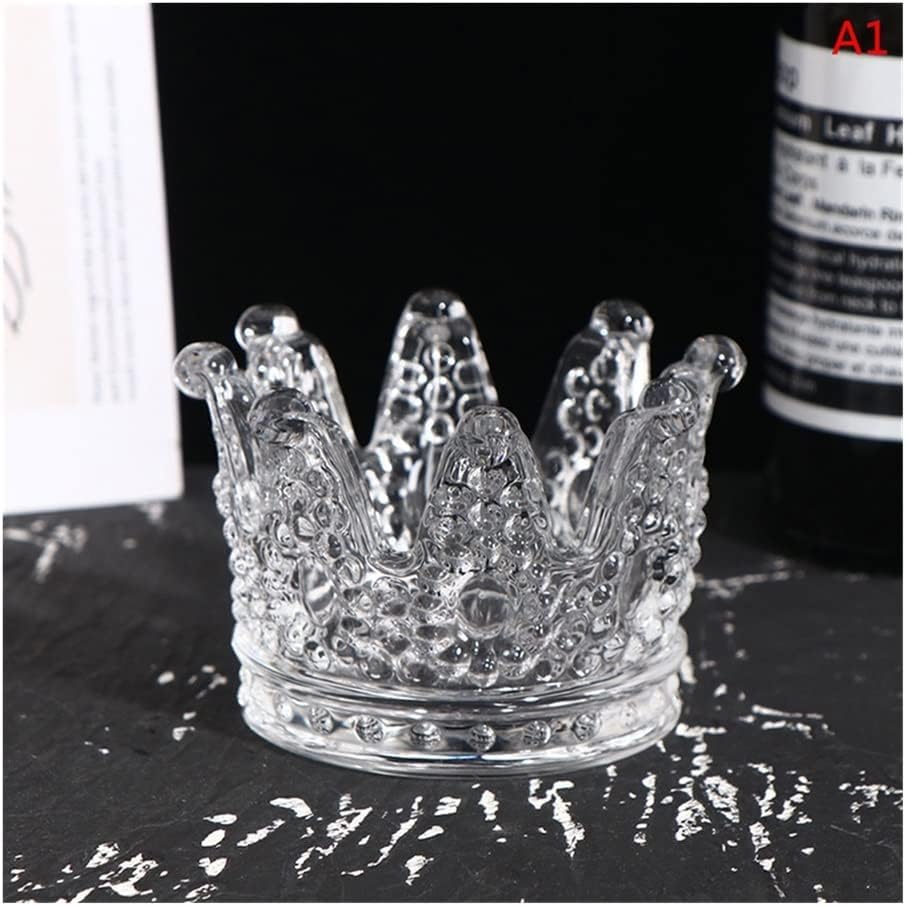 Crown Crystal Candle Holder, Elegant Decorative Glass Cup for Home Living Room Table.