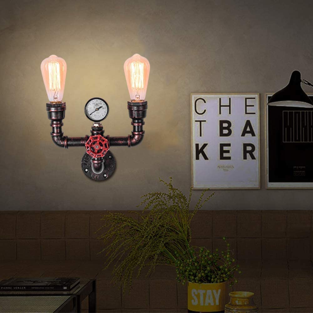 Industrial Loft Water Pipe Wall Lamp, Vintage Charm for Modern Spaces.