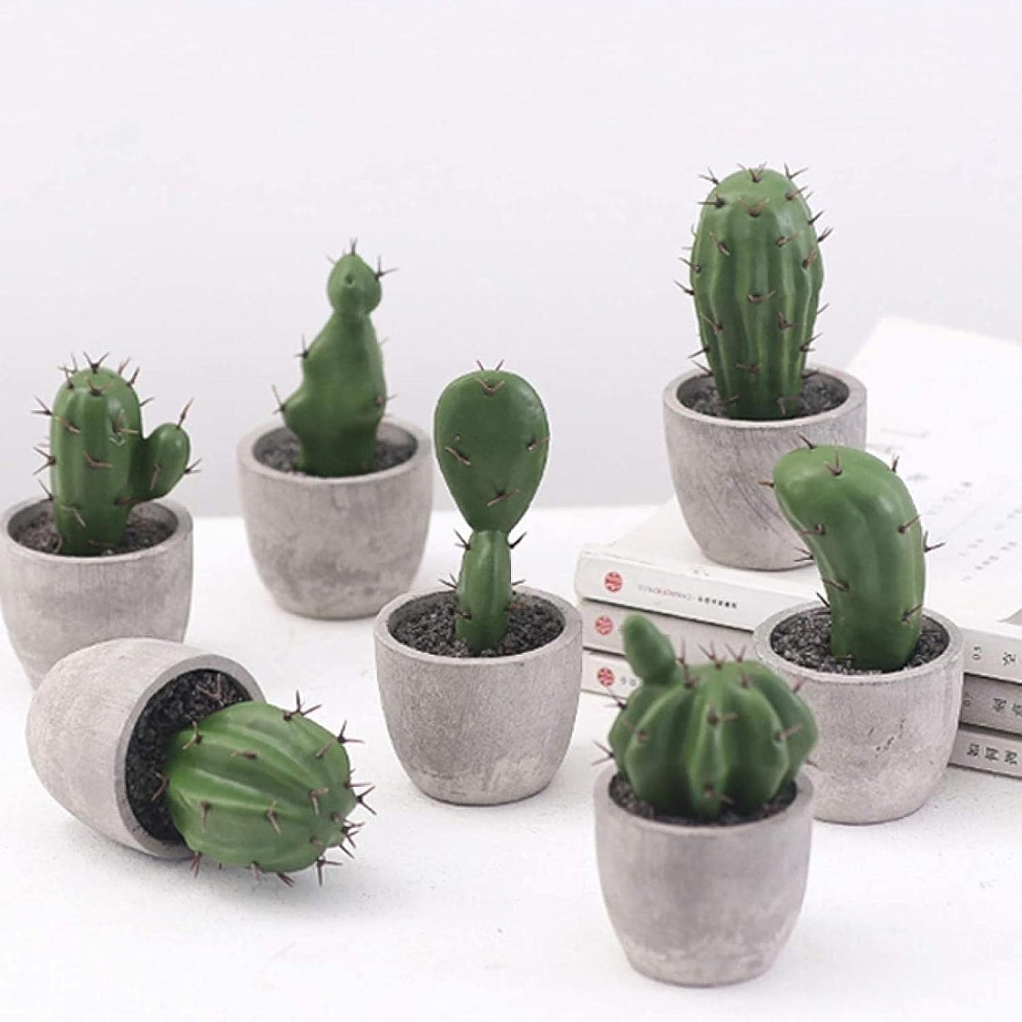 Cactus statue, Artificial Potted Cactus Plants with Ceramic Pot, Nordic Inspired Desk Decor.