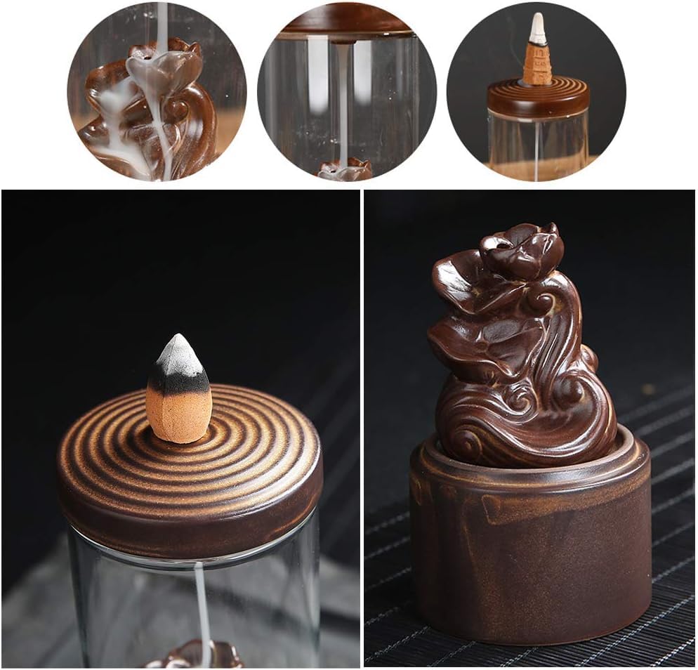 Ceramic Waterfall Backflow Incense Holder, Serene Aromatherapy Solution.