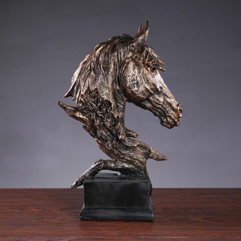 Retro Horse Resin Sculpture, Elegant Desktop Decoration in Timeless Black Hue.