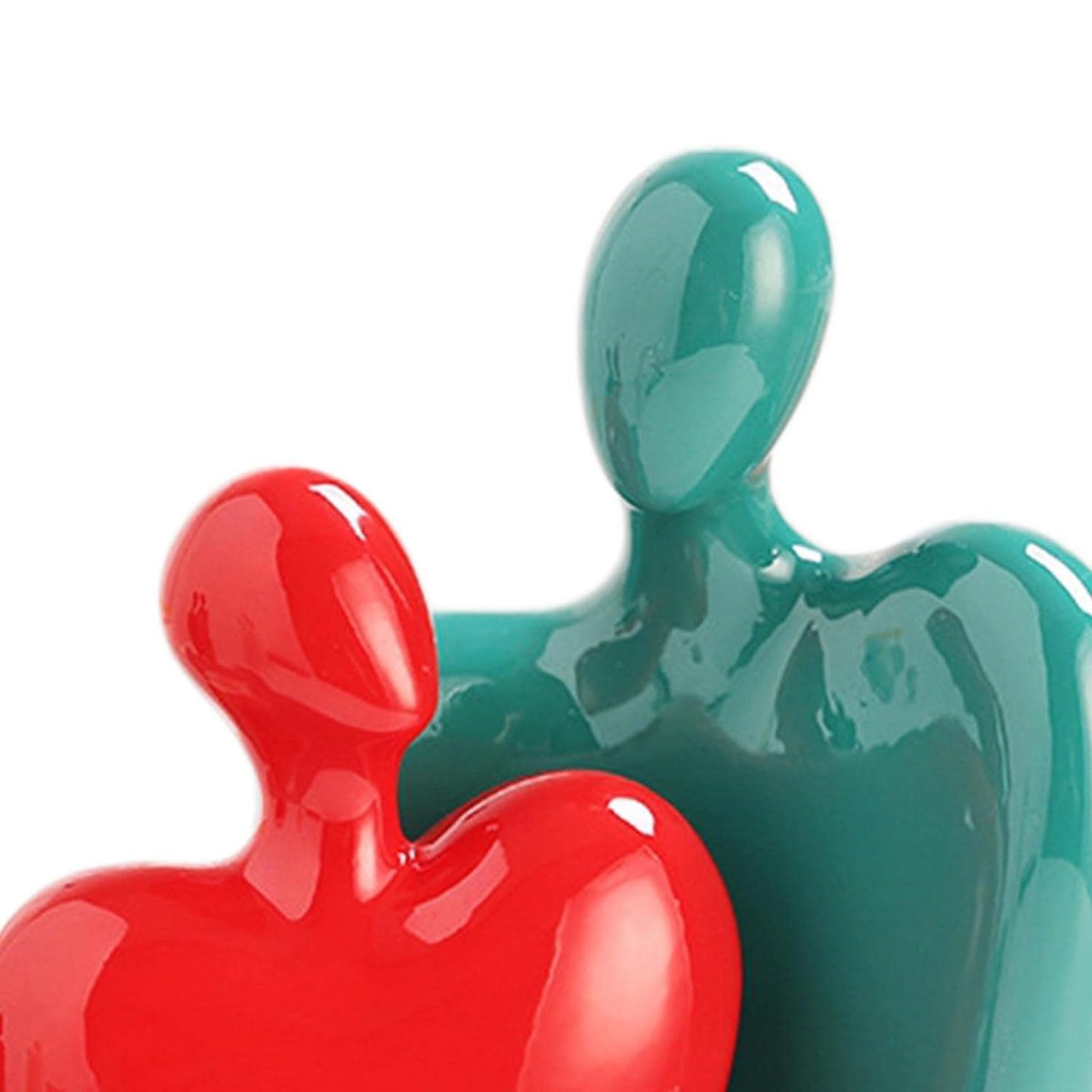 two Passionate Lover Statue; Romantic and Timeless Office, Home, and Wedding Decor in Red and Green.