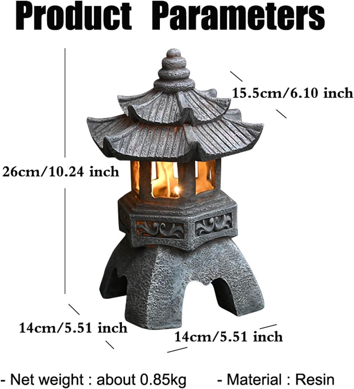 Solar Zen Pagoda Lantern, Authentic Japanese Garden Ornament for decor.