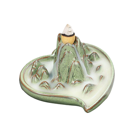 Ceramic Waterfall Incense Cascade, Elegant Backflow Censer Holder.