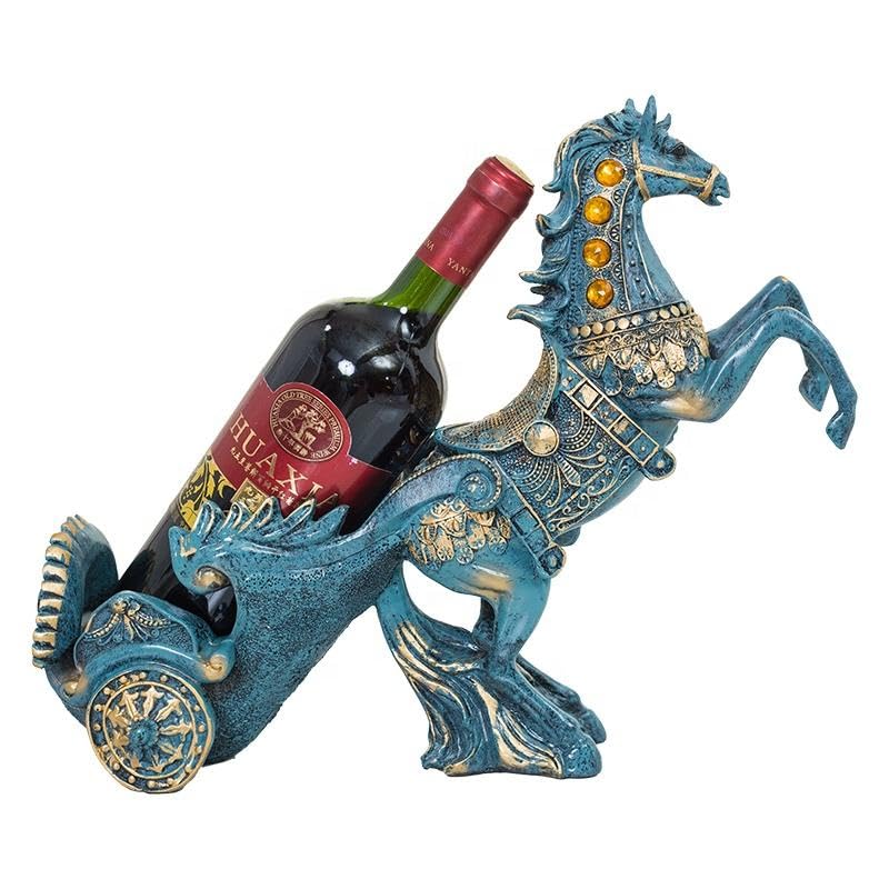 Resin Horse Wine Holder, New Style Hot Selling Stand with Hand-Carved Deer Sculpture.