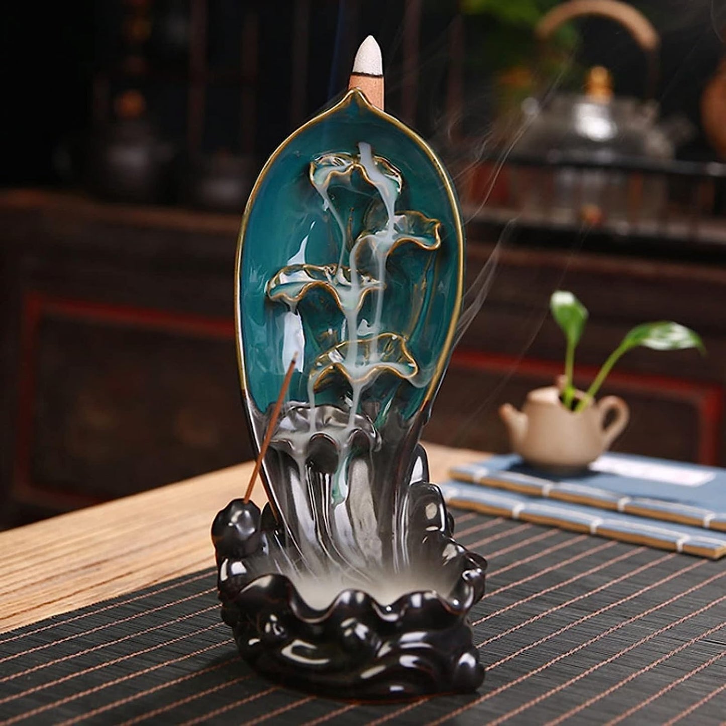 Ceramic Backflow Incense Burner, Elegant Censer Holder for Tranquil Spaces.