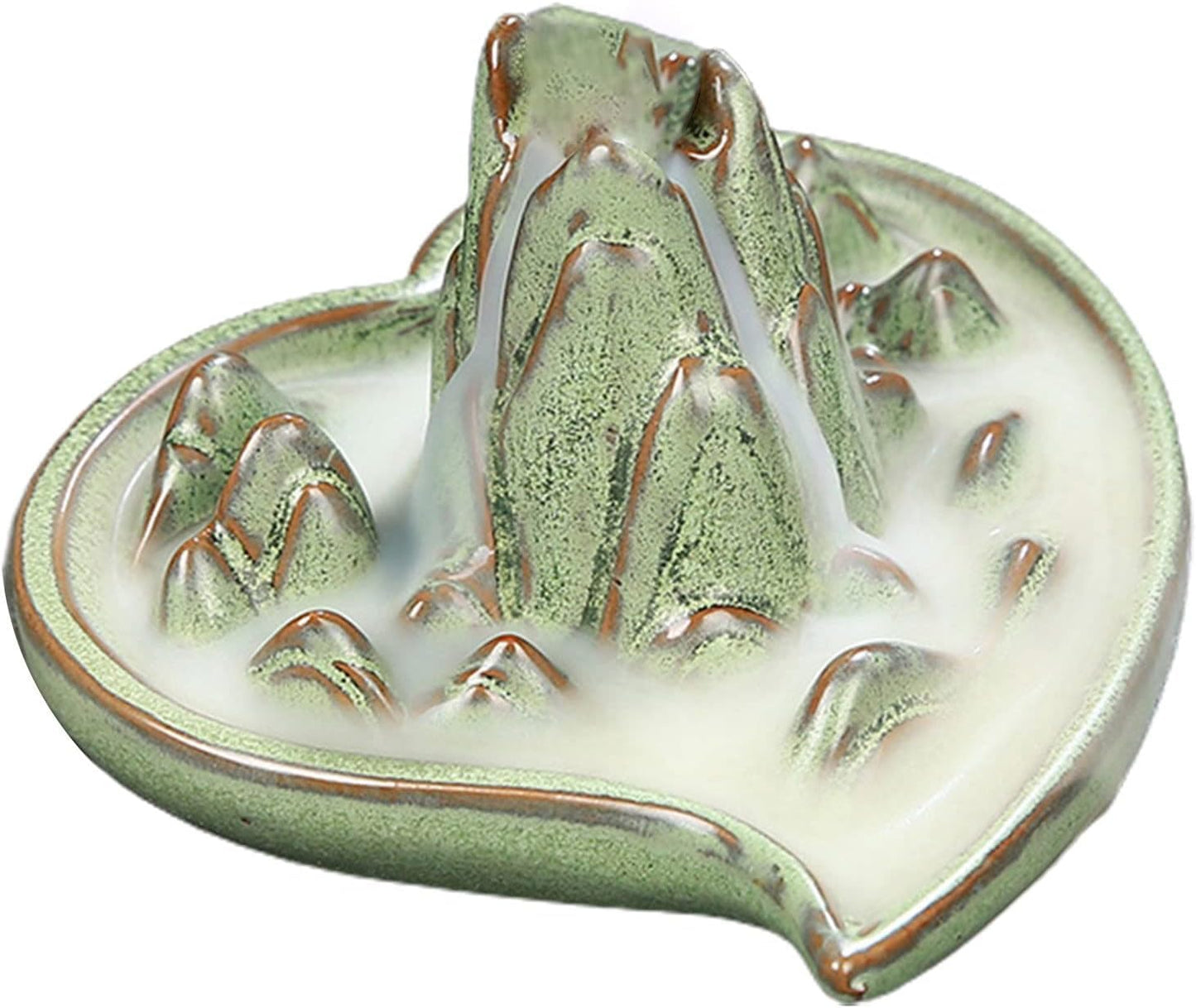 Ceramic Waterfall Incense Cascade, Elegant Backflow Censer Holder.