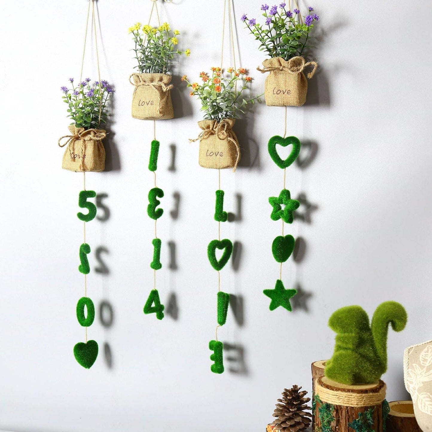 Artificial Flower Wall decor with Simulation Potted Plants.