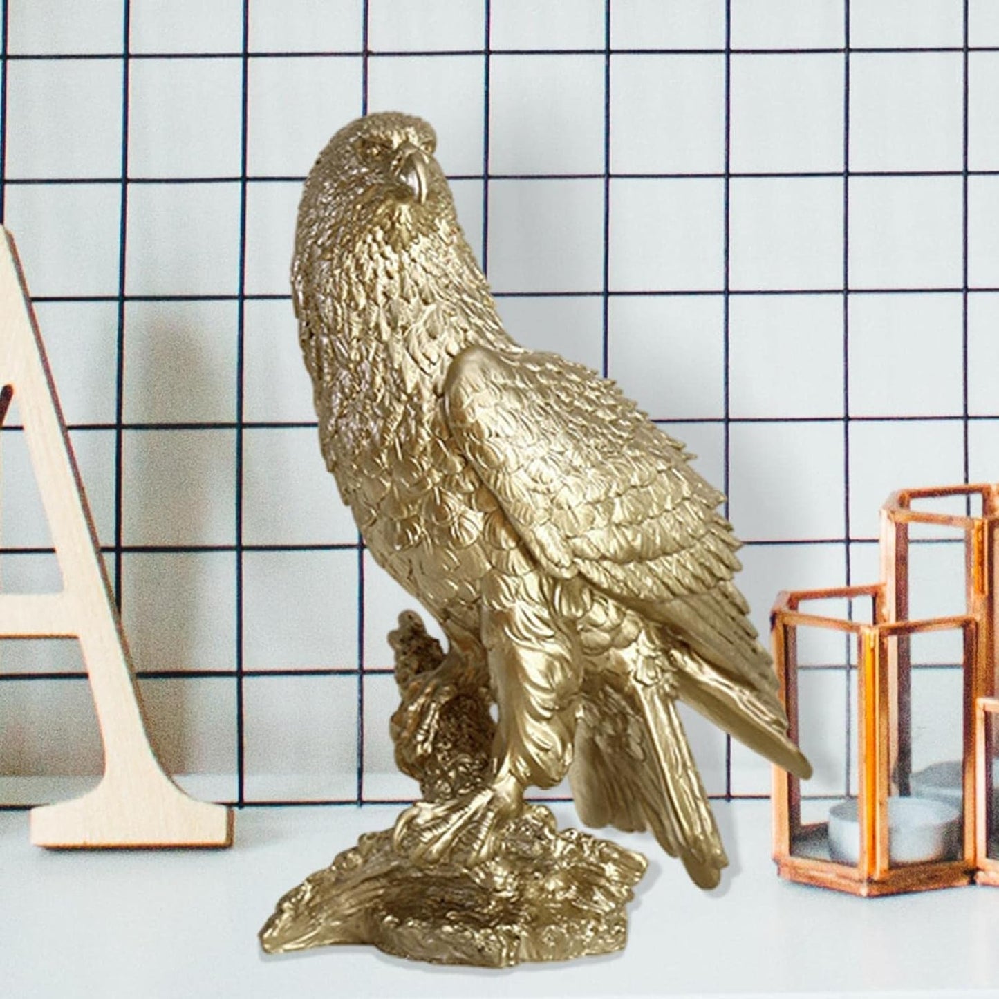 Eagle Sculpture Resin Figurine for Unique Kitchen Shelf Decoration.