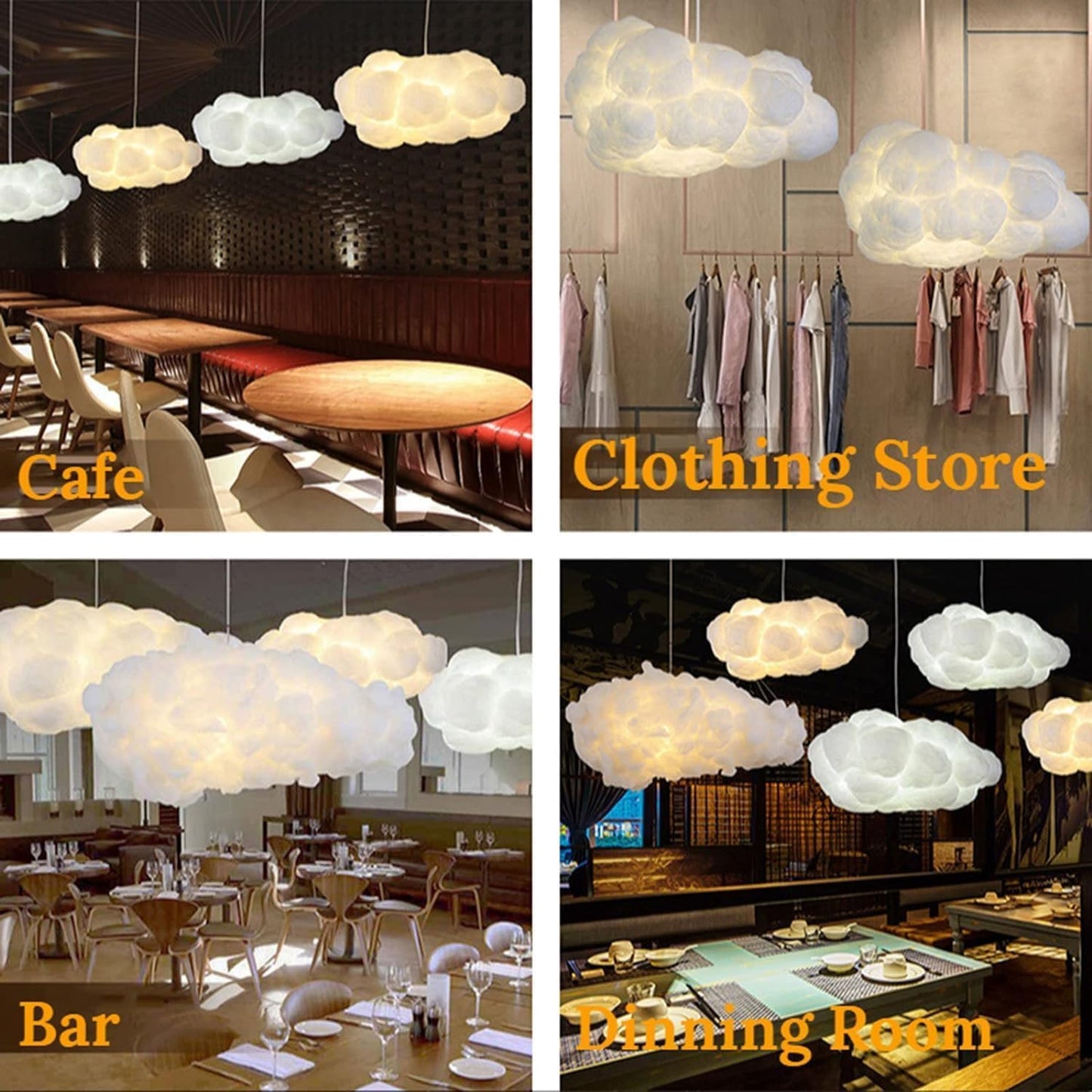 Modern Ceiling pendant Light, Creative Cloud Shaped, Floating Cloud Ceiling Pendant Lights, Cotton Chandeliers fit all Rooms and spaces(70X40X26)