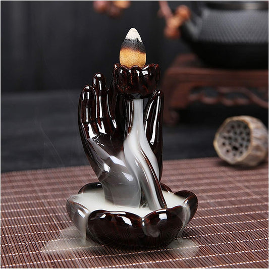 Handcrafted Backflow Incense Holder, Exquisite Ceramic Burner for Incense Cones and Sticks.