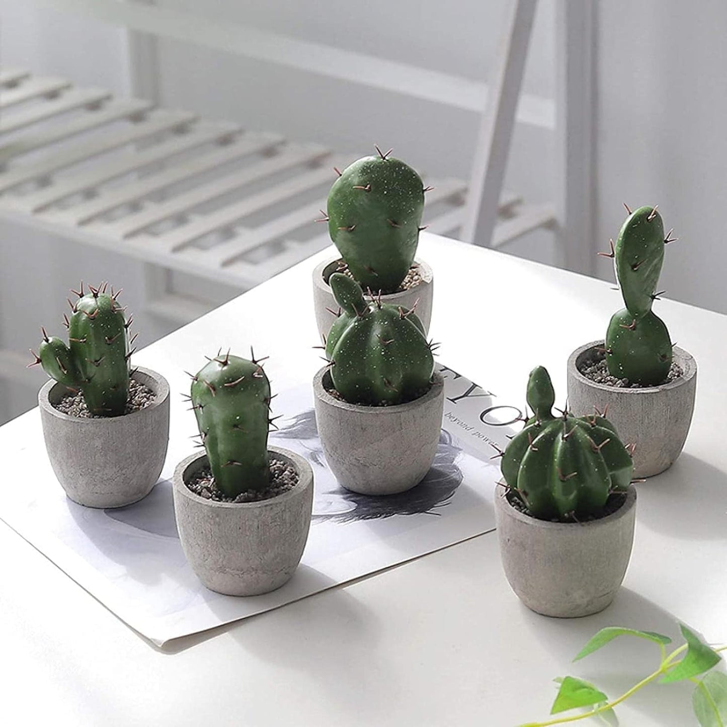 Cactus statue, Artificial Potted Cactus Plants with Ceramic Pot, Nordic Inspired Desk Decor.