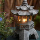 Solar Zen Pagoda Lantern, Authentic Japanese Garden Ornament for decor.