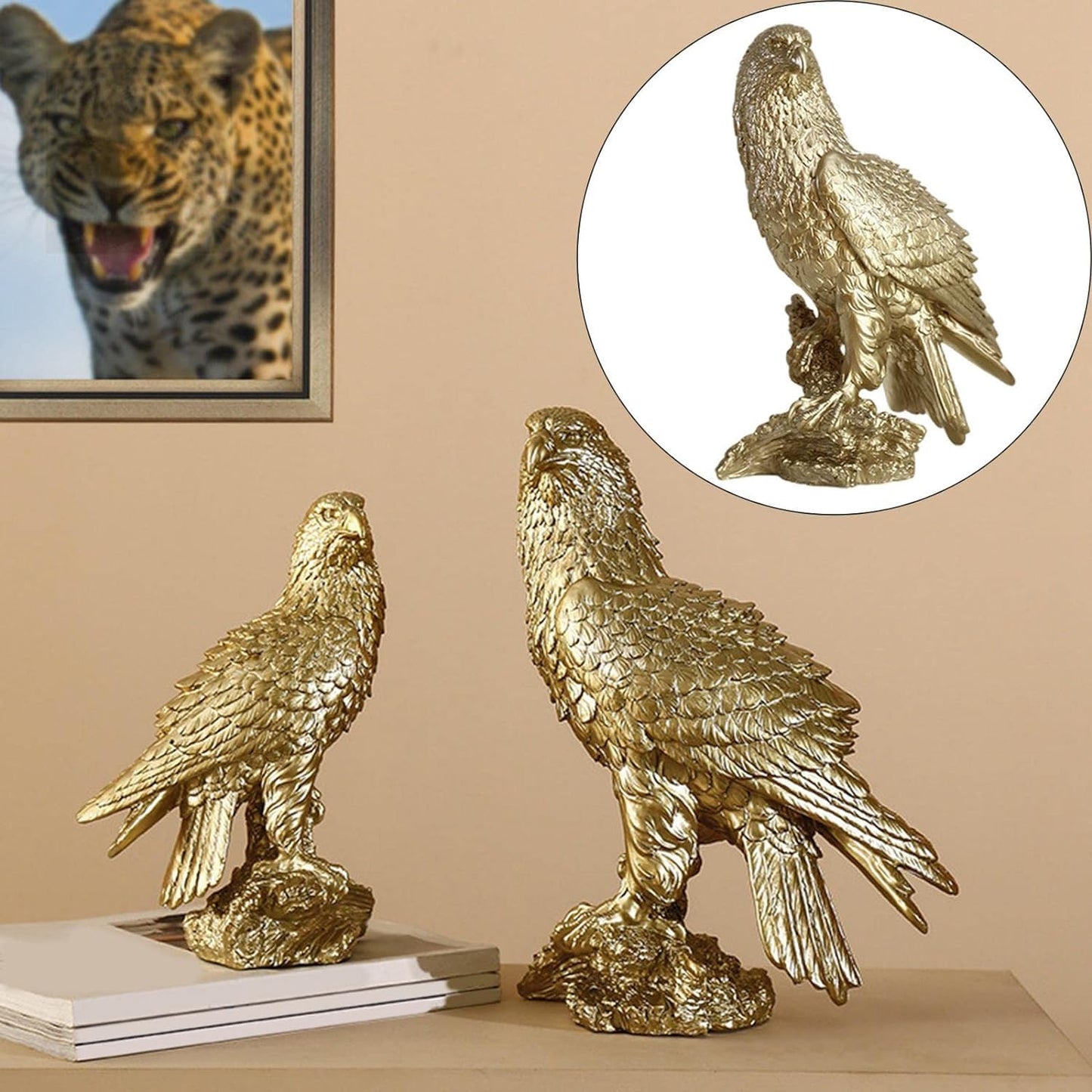 Eagle Sculpture Resin Figurine for Unique Kitchen Shelf Decoration.