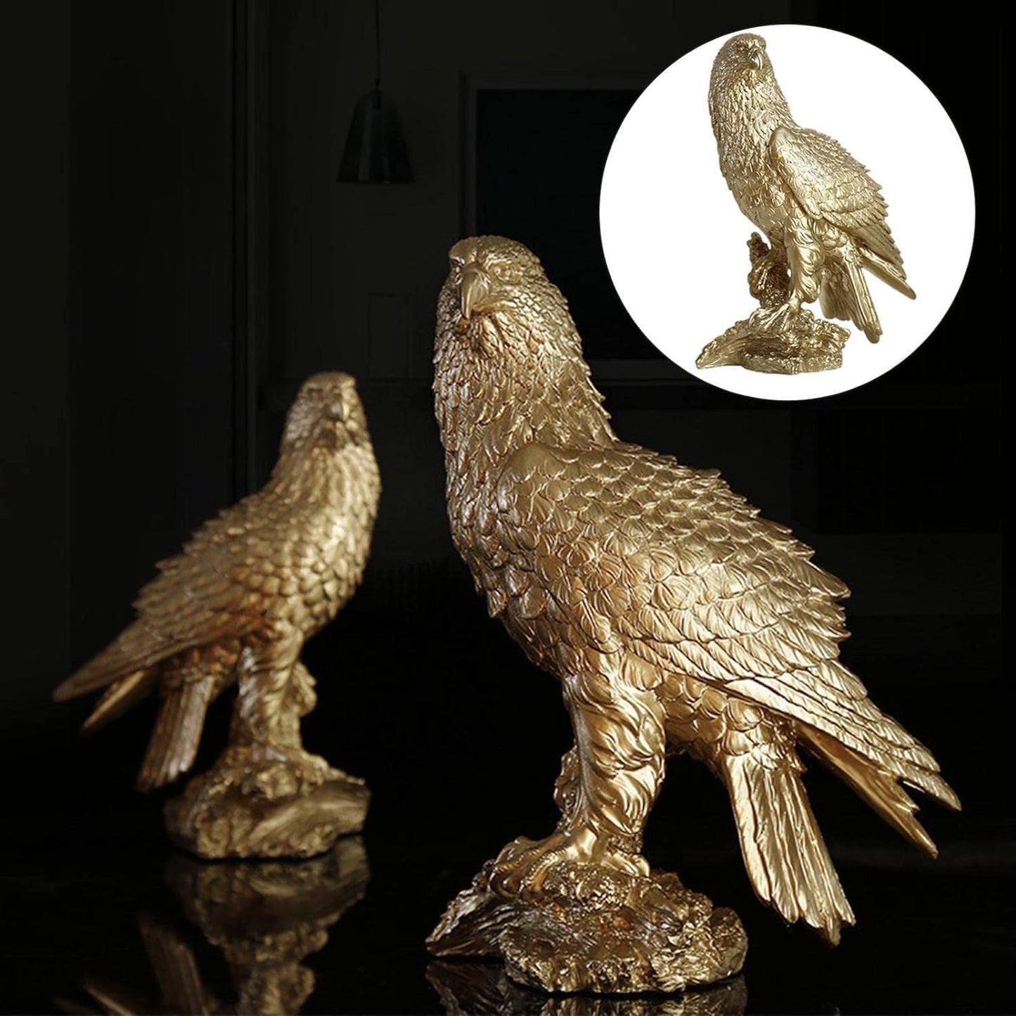 Eagle Sculpture Resin Figurine for Unique Kitchen Shelf Decoration.