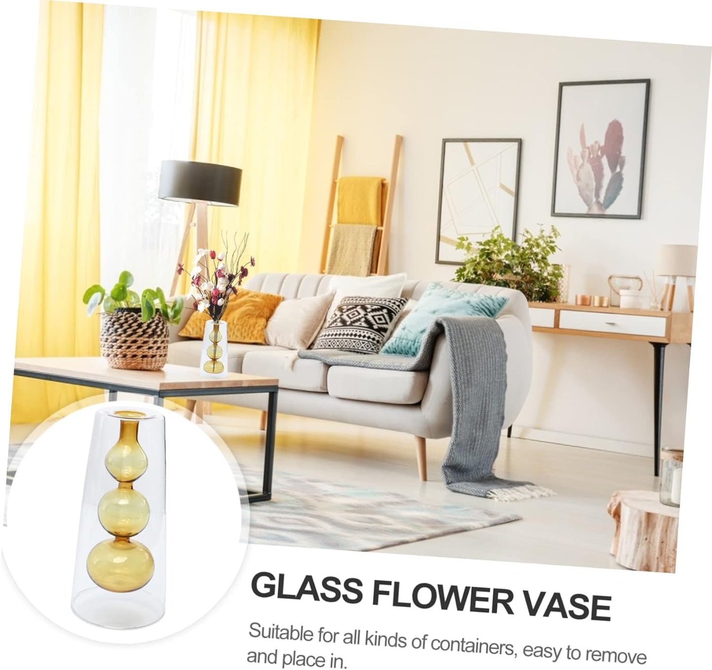 Hydroponic Clear Glass Vase, Decorative Container for Dry Flowers, Perfect Tabletop Decoration.