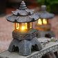 Solar Zen Pagoda Lantern, Authentic Japanese Garden Ornament for decor.