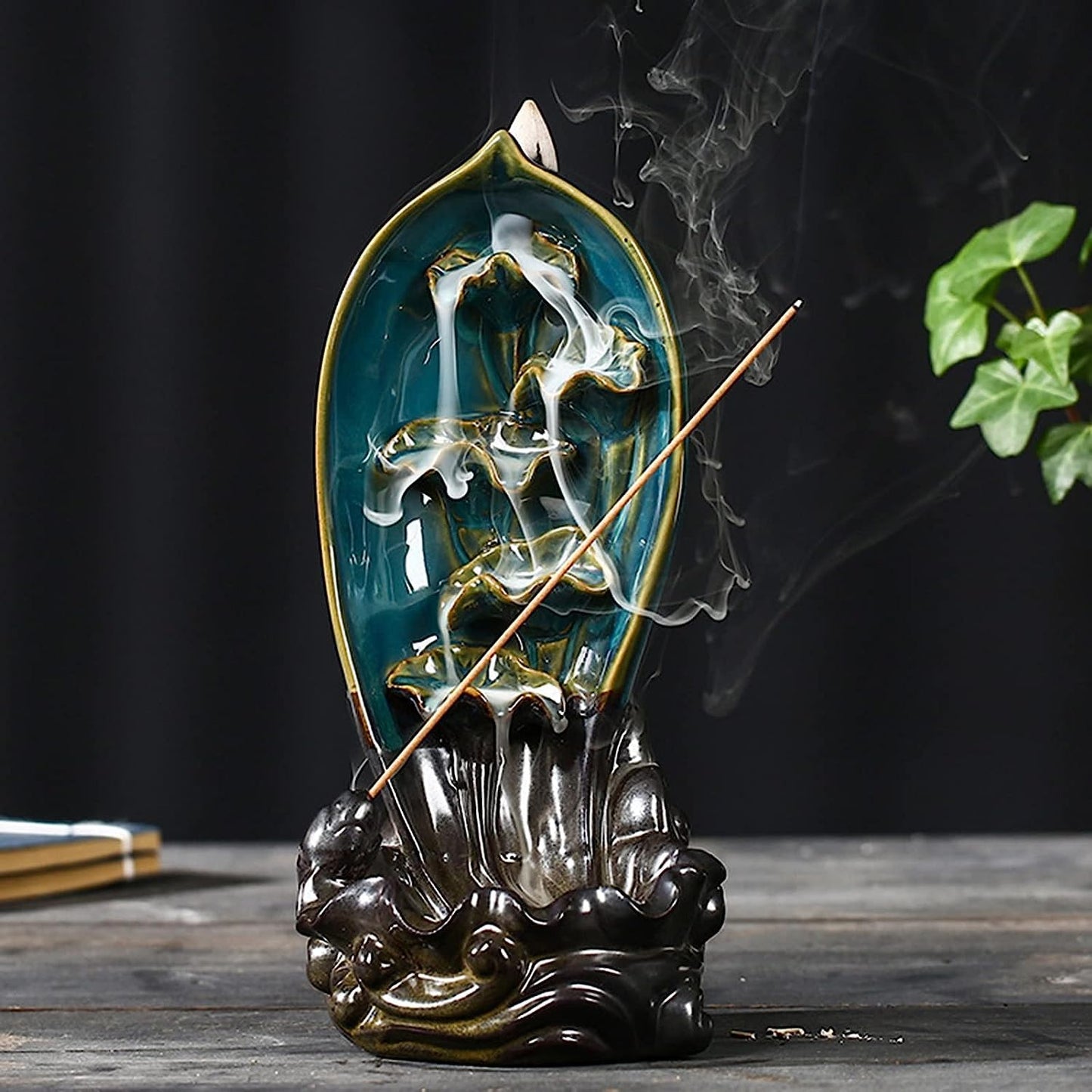 Ceramic Backflow Incense Burner, Elegant Censer Holder for Tranquil Spaces.